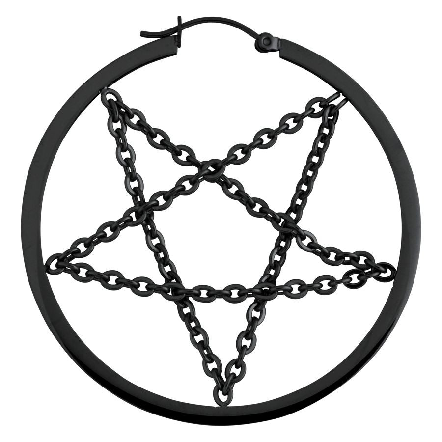 Black Pentagram Chain Hoops