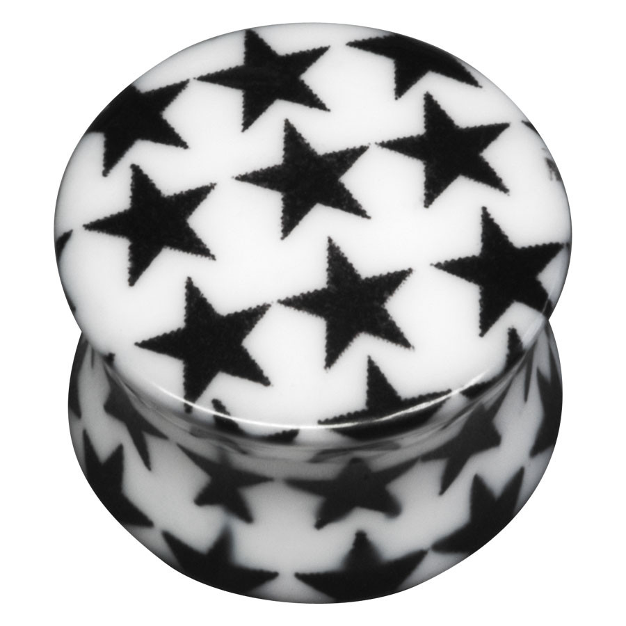 Plastic Print Plug Black Star on White