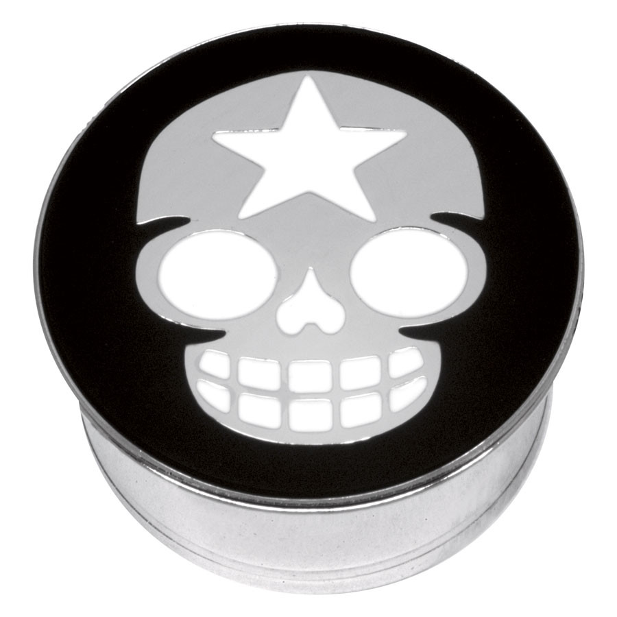 Steel Basicline® Single Flared Impression Plug "Star Skull on Black"